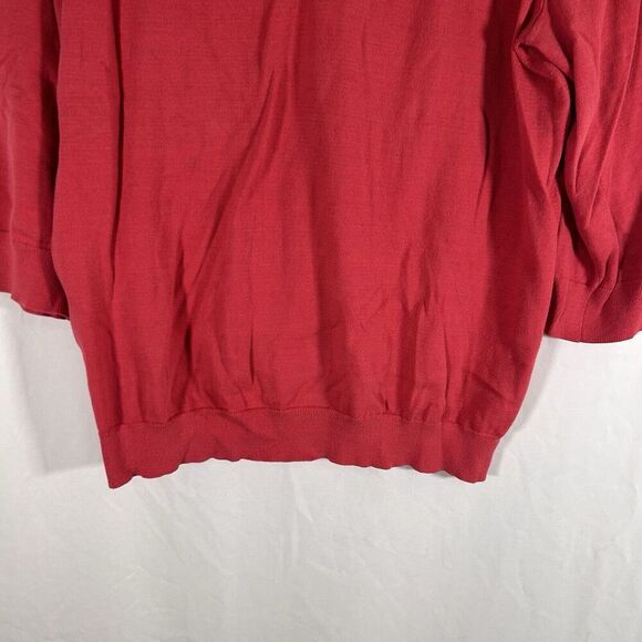 Anne Klein Sport Sweater Women's XL Red Vneck 3/4 Sleeve Cotton Blend Pullover - Picture 3 of 8